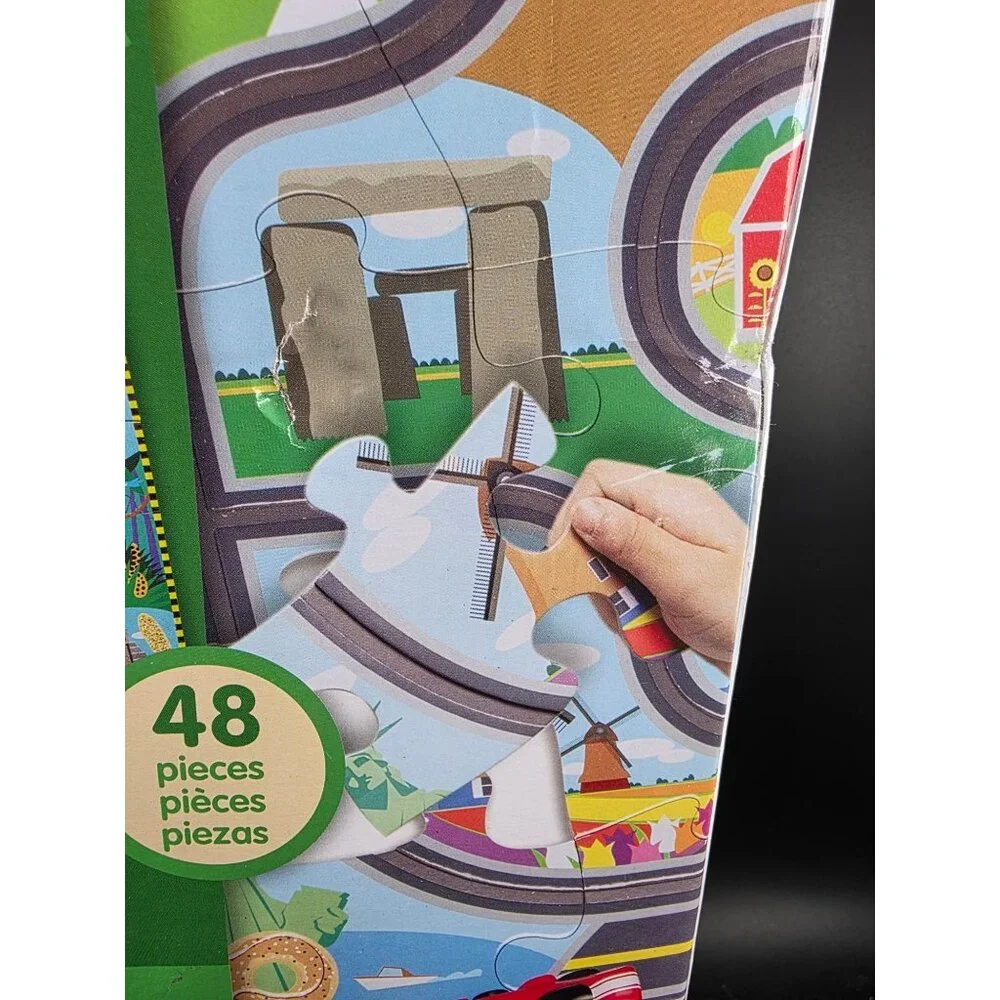 Melissa & Doug Tracks Floor Puzzle With 2 Wind-Up Cars 48 Pieces 36